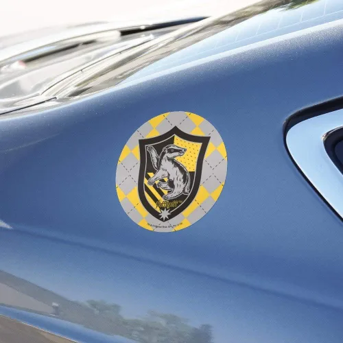 Vista 5 de Harry Potter Hufflepuff Plaid Sigil Automotive Car Window Locker Circle Bumper Sticker