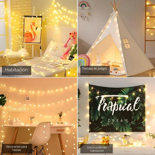 Vista 5 de ANJAYLIA 20 luces LED de cadena de estrellas de 10 pies, luces de hadas de Navidad operadas con batería para decoración interior y exterior, fiesta