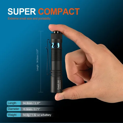 Vista 4 de ACEBEAM Pokelit - Mini linterna AA con clip, 90+ luz LED de bolsillo