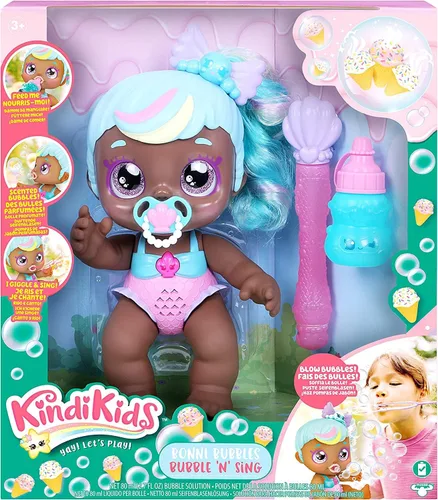 Vista 3 de Kindi Kids Muñeca electrónica de 6.5" y 2 accesorios - Bonni Bubbles Bubble 'N' Sing