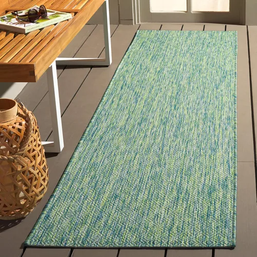 Vista 59 de SAFAVIEH Alfombra Lavable para Exteriores Colección Courtyard - 2'3" x 5', Azul Aqua y Gris, No Desprende Pelusa y Fácil Limpieza, Ideal para Patio
