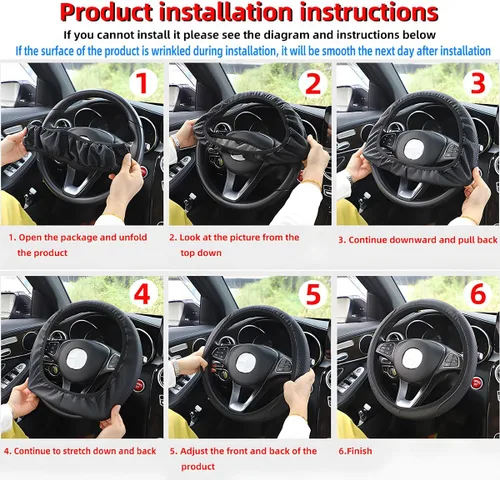 Vista 4 de Funda de volante de coche elástica de Zipelo, cubierta de volante de cuero transpirable para vehículo, protector antideslizante para volante