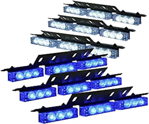 Vista 13 de 54 luces LED estroboscópicas intermitentes de uso de advertencia de emergencia para vehículo de emergencia para rejilla de tablero de parabrisas Azul