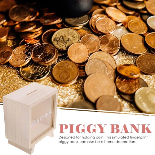 Vista 5 de Zerodeko Banco de monedas de madera, alcancía de madera, marco de madera, caja de sombras, caja de ahorro de dinero, caja de dinero, tarro