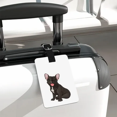 Vista 3 de Etiqueta de equipaje de Bulldog francés, etiqueta de bolsa de viaje con diseño de perro, etiqueta gráfica para bolsa de viaje