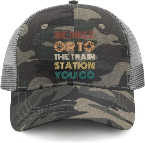 Vista 9 de devor Baseball Cap be Nice or to The Train Station You go Baseball Caps for Women Funny Caps Adjustable