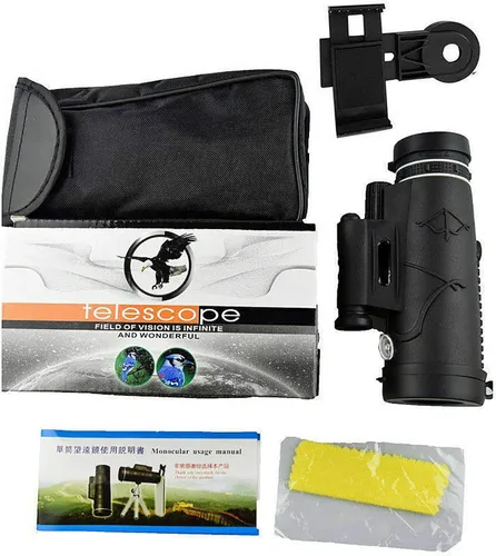 Vista 6 de 12X50 HD Monocular Telescope for Adults - New Generation Portable Monocular with Tripod & Smartphone Adapter for Bird Watching and Outdoor Hunting