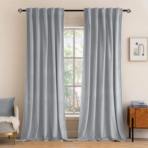 Vista 16 de MIULEE Cortinas de terciopelo de 84 pulgadas de largo, juego de 2 paneles para dormitorio, con pestaña trasera plisada, de lujo, aislamiento