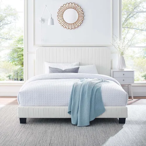 Vista 16 de Modway Celine - Cama con plataforma de terciopelo copetudo y alto rendimiento con canal en color rosa polv