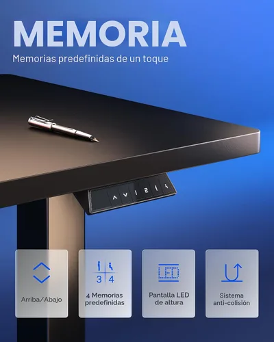 Vista 4 de FLEXISPOT EN1 - Escritorio de pie de una pieza, 40"x24" de escritorio sin costuras, eléctrico, altura ajustable para oficina en casa, salas de Negro