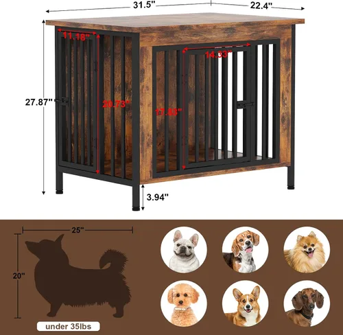 Vista 4 de EasyCom Mueble de jaula para perros para 1 o 2 perros, jaulas resistentes para perros individuales/dobles para perros pequeños, medianos y grandes
