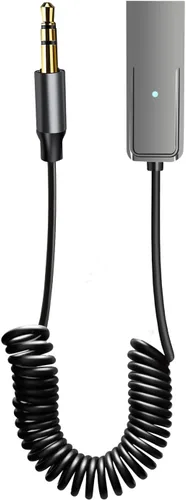 Vista 2 de Adaptador auxiliar Bluetooth Bluetooth 5.3 para automóvil, adaptador auxiliar Bluetooth 5.3 con conector de audio de 0.138 in con entrada