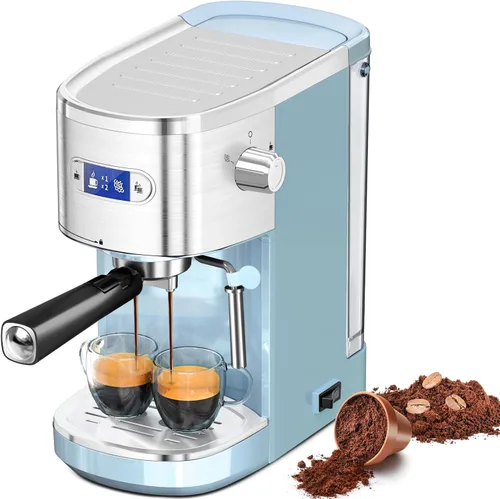 Vista 10 de Electactic Máquina de café espresso de 20 bares, cafetera profesional de acero inoxidable con pantalla LCD, tanque de agua extraíble de 45 onzas