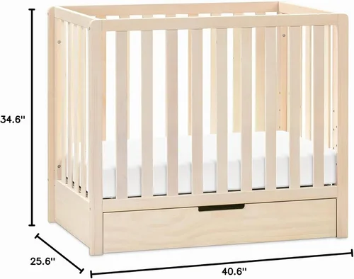 Vista 11 de Carter's by DaVinci Colby - Mini cuna convertible 4 en 1 con cajón nido en color natural lavado, certificado Greenguard Gold, almacenamiento