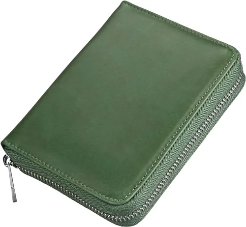 Vista 2 de Soporte para tarjetas de crédito de cuero neutro con ranura para múltiples tarjetas, cartera de pasaporte de viaje, tarjeta de tarjeta, bloqueo RFID