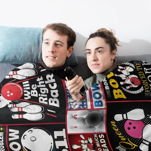 Vista 2 de Regalos de bolos, regalos de bolos para hombres, divertido regalo de bolos para bolos, mantas para amantes de los bolos, 60 x 50 pulgadas