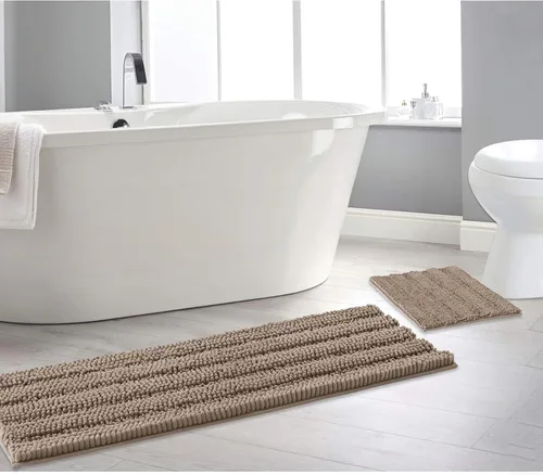 Vista 22 de NICETOWN Tapete negro para baño, antideslizante, suave, absorbente de agua, tapete de bajo perfil para entrada, tapete para vestíbulo, puerta