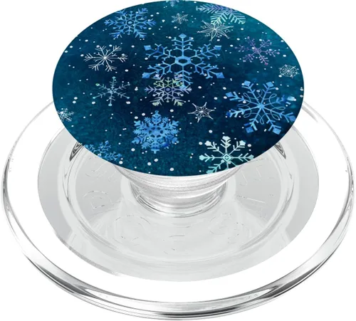 Vista 9 de Christmas Winter Ice Light Blue White Snowflake Snow Crystal PopSockets Adhesive PopGrip