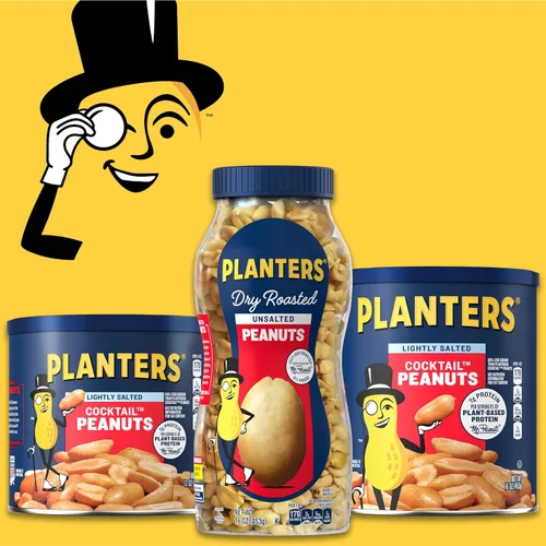 Vista 10 de PLANTERS Cacahuetes tostados secos, proteína a base de plantas, ligeramente salado, aperitivo de maní, tarro de 16 onzas
