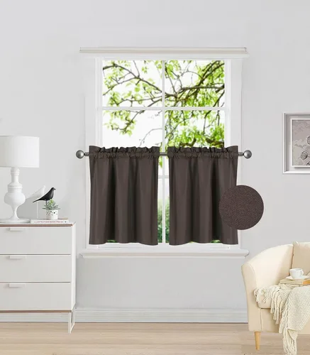 Vista 3 de Elegant Home - 2 paneles de cortina de tratamiento de ventana pequeña, con aislamiento, panel corto de 28 pulgadas de ancho x 24 pulgadas de largo