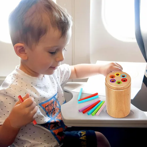 Vista 8 de Juguetes Montessori para niños de 1 a 3 años, juguetes de viaje para niños pequeños, juguete apilable de madera para niños de 18 meses en adelante