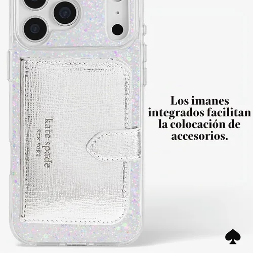 Vista 6 de kate spade new york Funda para iPhone 18 Pro - Brillantina gruesa Brillantina gruesa iridiscente