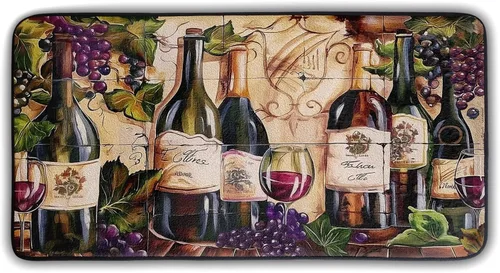 Vista 16 de Tapete de cocina con estampado de tablero de madera para piso, tablones marrones rústicos, acolchado, antifatiga, lavable, tapete de espuma