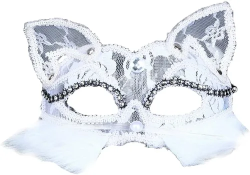 Vista 5 de Himine 2 piezas máscara de encaje para gatos de fiesta de mascarada