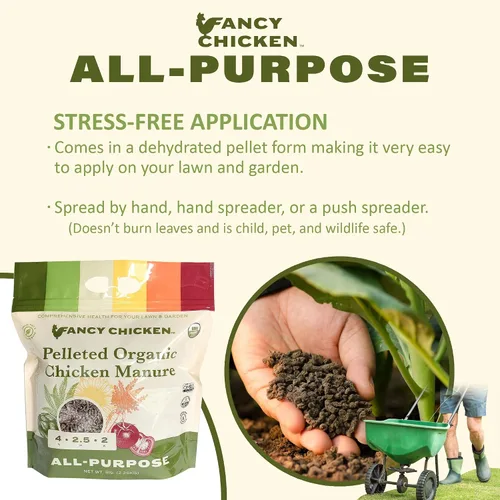 Vista 4 de Abono multiusos Fancy Chicken - 5 libras de estiércol orgánico de pollo en bolitas y seco Alimento vegetal totalmente natural Ideal para plantas