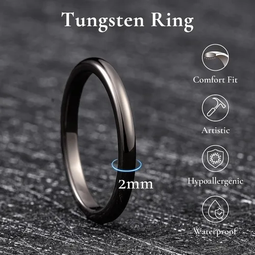 Vista 65 de King Will Alianza de boda de carburo de tungsteno para hombres y mujeres, anillos de promesa para parejas abovedados de alto pulido