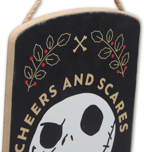 Vista 4 de Disney - Cartel colgante de madera con texto en inglés «The Nightmare Negro/Blanco