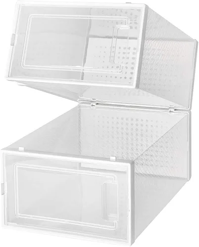 Vista 5 de OnDisplay Clik - sistema de caja de zapatos entrelazada y apilable. Estándar transparente/blanco