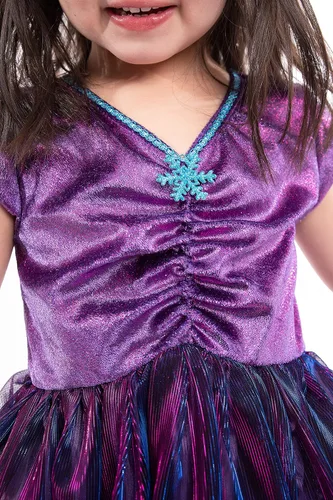 Vista 5 de Little Adventures Disfraz de princesa de hielo morado, lavable a máquina, vestido de fiesta y juego de simulación para niños sin purpurina