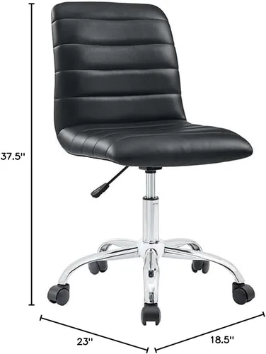 Vista 3 de Hawthorne Collections Silla de oficina giratoria de escritorio para computadora con respaldo medio sin brazos en negro