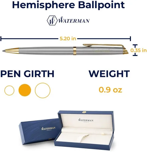 Vista 6 de Dayspring Pens Waterman Pen personalizado Bolígrafo grabado Waterman Hemisphere con borde dorado inoxidable. Personalizado y enviado en un día