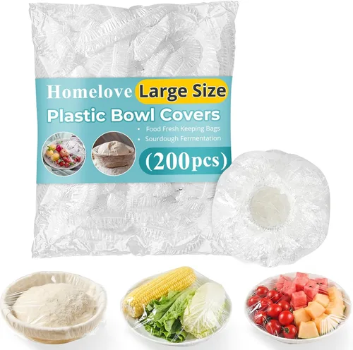 Vista 10 de Homelove 100 fundas para tazones a prueba de pan, envoltura de plástico grande para alimentos, masa madre, pan, horneado, elástico, reutilizable