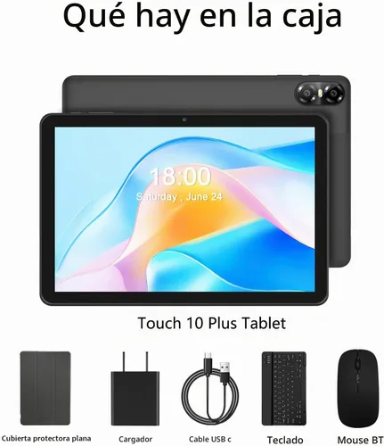 Vista 7 de PRITOM Tablet Android 15,64 GB, Octa-Core, WiFi de 5 GHz, HD, con teclado Funda personalizada, cargador y ratón, Bluetooth, cámara dual, tabla