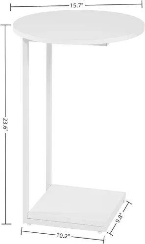 Vista 3 de [Usado] DCLRN Mesa auxiliar pequeña, mesa auxiliar de mesa C para sofá, mesa de centro redonda es adecuada para sala de estar y dormitorio (blanco)