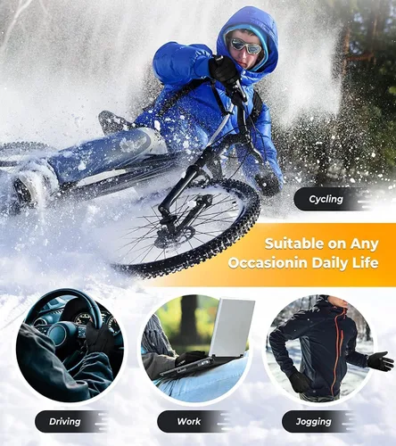 Vista 8 de WESTWOOD FOX Guantes de invierno para pantalla táctil, ligeramente impermeables, térmicos, cálidos, antideslizantes, para correr, ciclismo