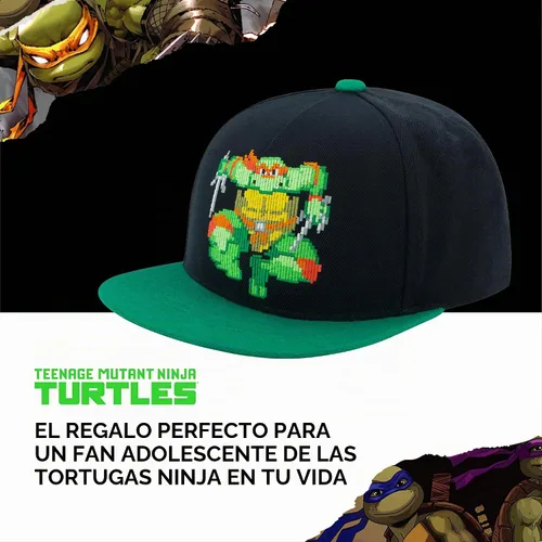 Vista 3 de Concept One Unisex Adult Teenage Mutant Ninja Turtles Baseball Cap, TMNT Adult Skater Snapback Baseball Hat with Flat Brim Negro