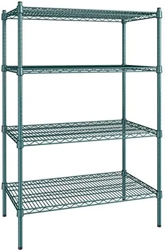 Vista 229 de Kit de 4 estantes de epoxi verde NSF de 21 x 72 pulgadas con postes de 86 pulgadas, estantería de almacenamiento resistente, kit de estantería