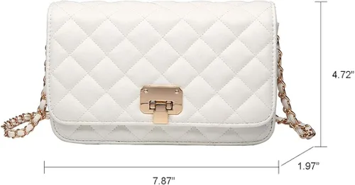 Vista 2 de Bolso de hombro de cuero para mujer bolso de mano acolchado de diseñador con correa de cadena Blanco