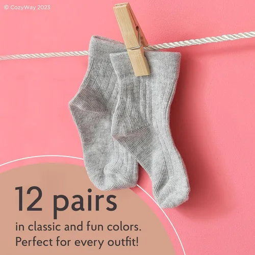 Vista 3 de CozyWay Baby Ruffle Socks Baby Girl Turn Cuff Ankle Comfy Cotton Socks Infant - 12 Pack