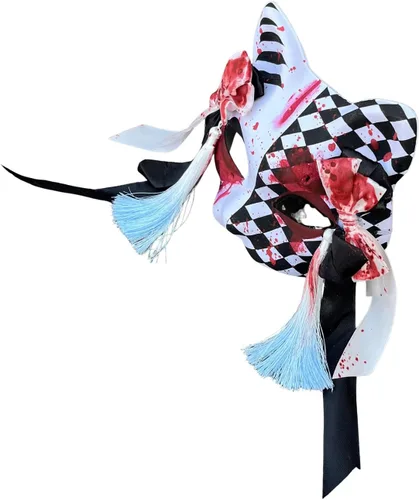 Vista 2 de YangYong Máscara japonesa Kitsune, colección de gatos Foxy con perla y decoración de cristal