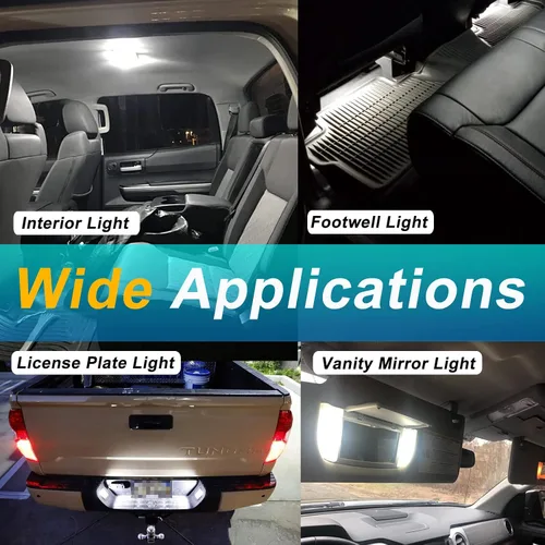 Vista 6 de Paquete de luces LED para interiores para Toyota Tundra 2007-2021, luces de cúpula de mapa interior + luces de espejo de tocador + luz de matrícula