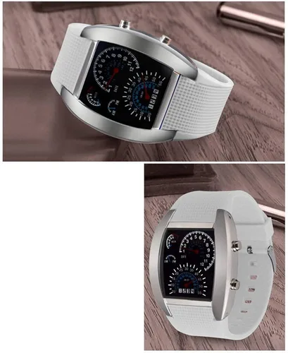 Vista 4 de FANMIS Reloj de pulsera deportivo Cobra LED de silicona con esfera triangular de hierro para hombre, Digital