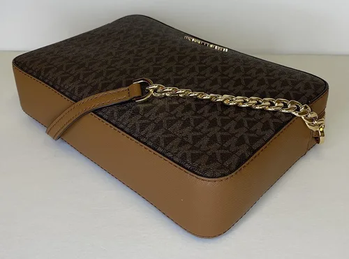 Vista 6 de Michael Kors Bolso cruzado Jet Set para mujer Signature Mk Marrón