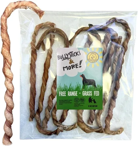 Vista 13 de BULLYSTICKS & MORE Bully Sticks de 6 pulgadas (regulares, paquete de 16 unidades), palitos para perros medianos 100% carne de res alimentada