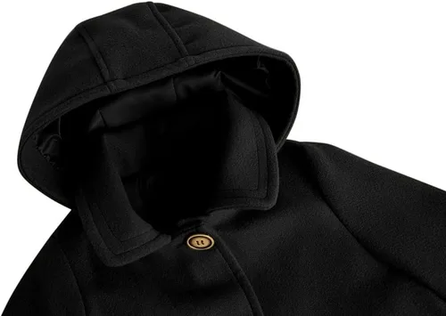 Vista 19 de rrhss Abrigo formal con botones para niñas pequeñas, chaqueta de lana con capucha para otoño e invierno