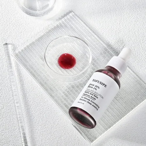 Vista 3 de AHA 30% + BHA 2% Solución de exfoliación química exfoliante para la piel en el hogar, máscara facial de pelado rojo, BHA, líquido exfoliante ácido